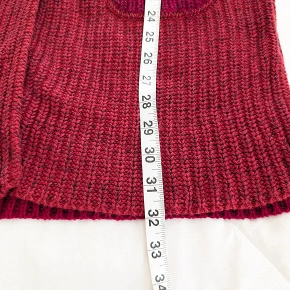 MARGARET WINTERS Cardigan S Red Brown Color Block Longline Button Front Sweater‎ - Picture 12 of 15
